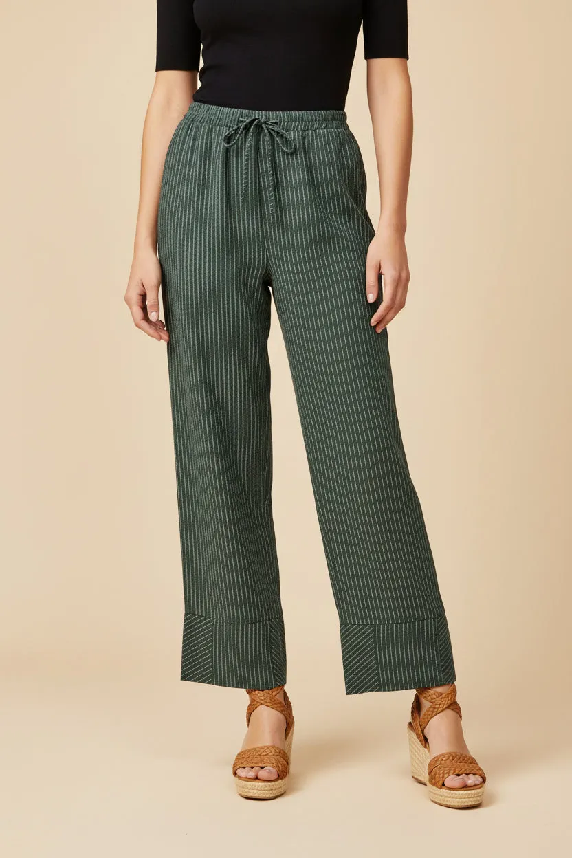 Womens Contrast Stripe Hemmed Pinstripe Drawstring Pants sold by Hayden product image thumbnail 5