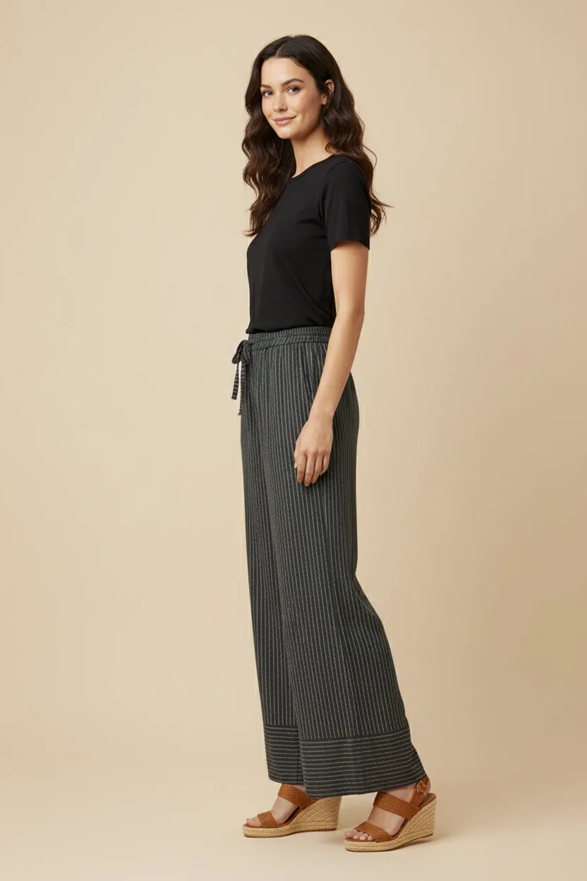 Womens Contrast Stripe Hemmed Pinstripe Drawstring Pants sold by Hayden product image thumbnail 3