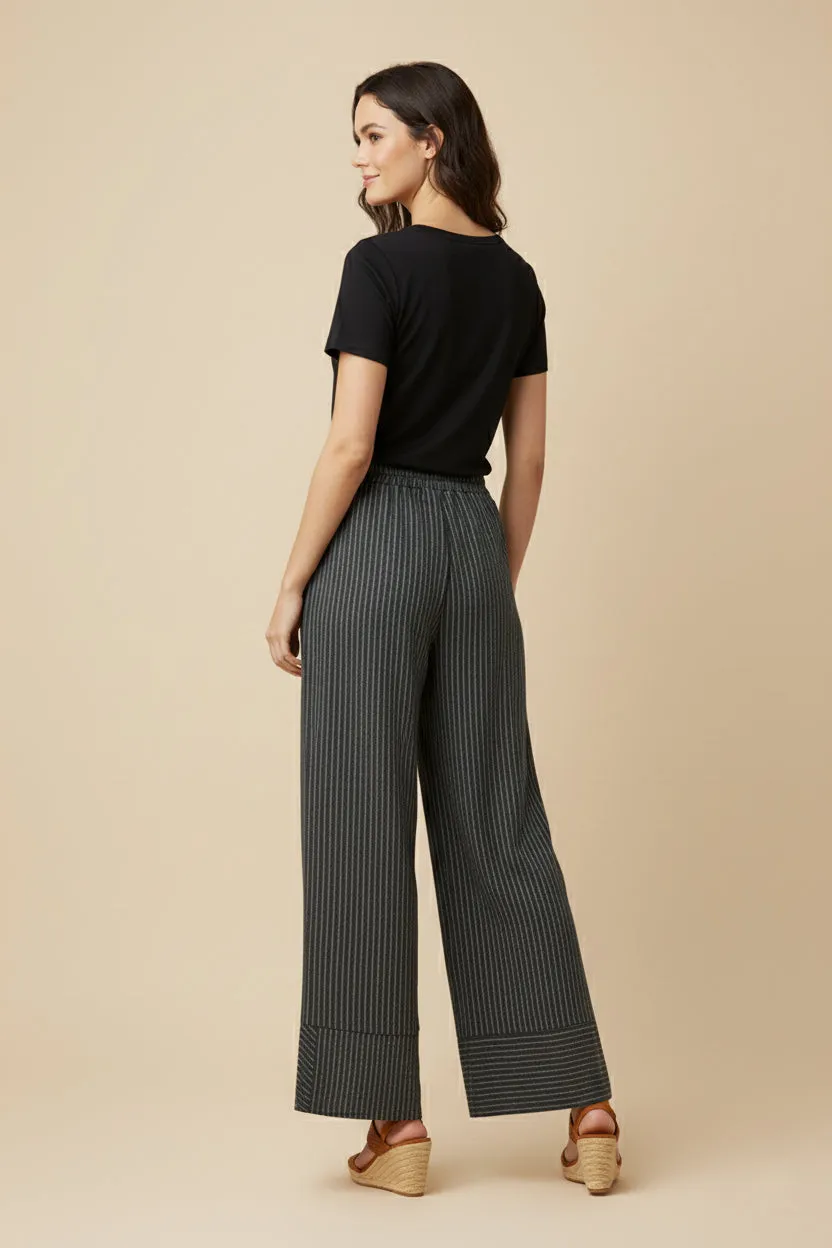 Womens Contrast Stripe Hemmed Pinstripe Drawstring Pants sold by Hayden product image thumbnail 4