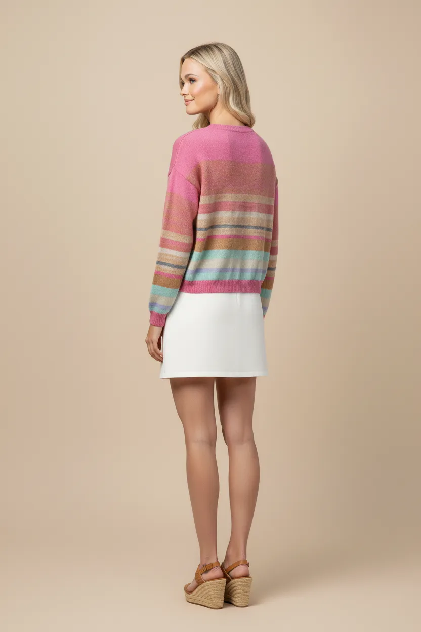 Womens Multi Stripe Lightweight Sweater Top sold by Hayden product image thumbnail 3