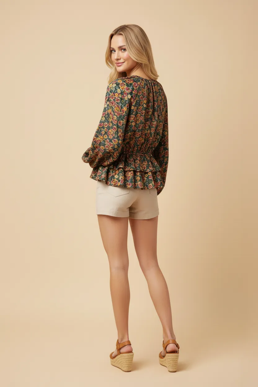 Womens Ditsy Floral Layered Peplum Top sold by Hayden product image thumbnail 3