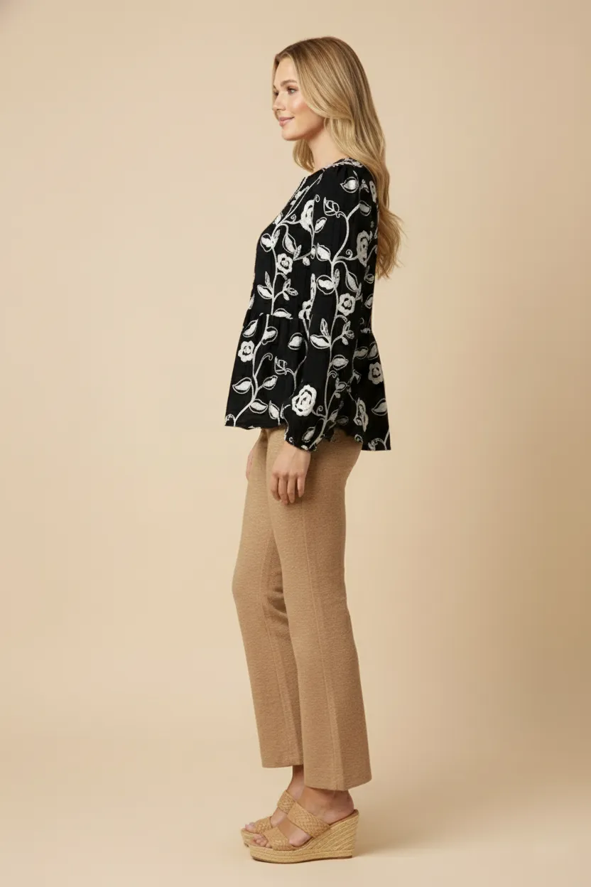 Womens Button Up Embroidered Tape Detailed Neckline Top sold by Hayden product image thumbnail 2