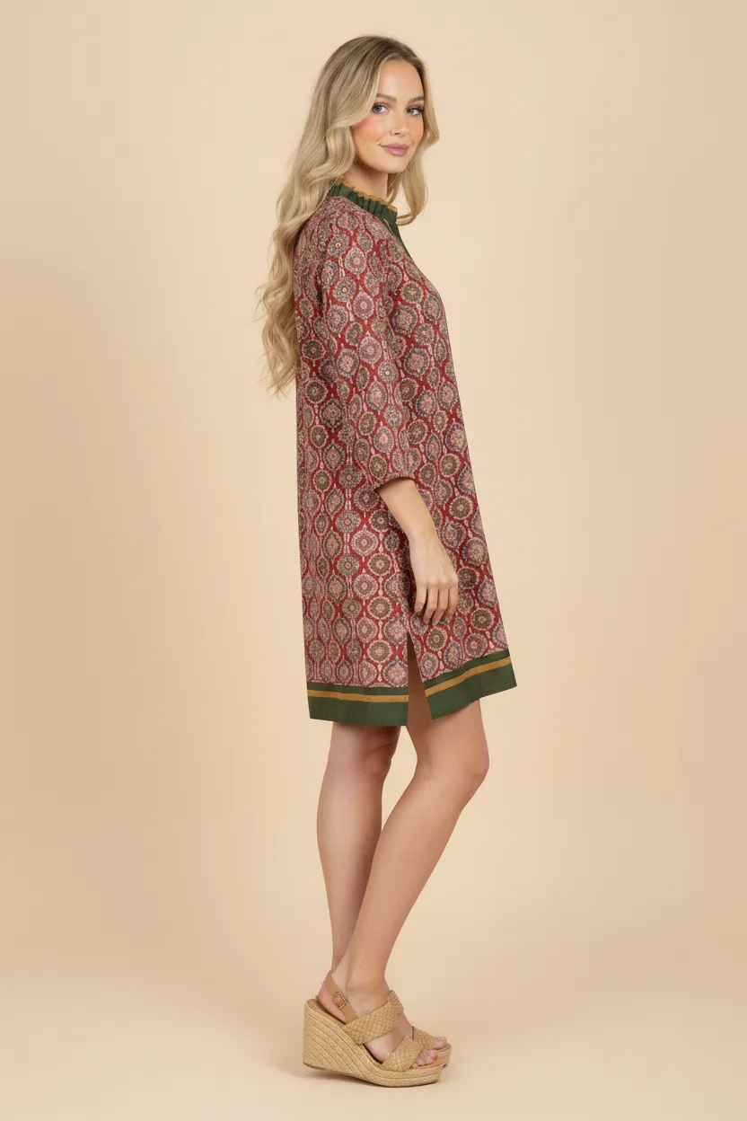 Womens Contrast Ruffled Block Print Tunic Dress sold by Hayden product image thumbnail 2