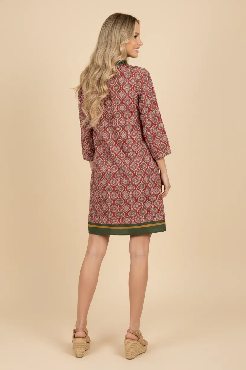 Womens Contrast Ruffled Block Print Tunic Dress sold by Hayden product image thumbnail 3