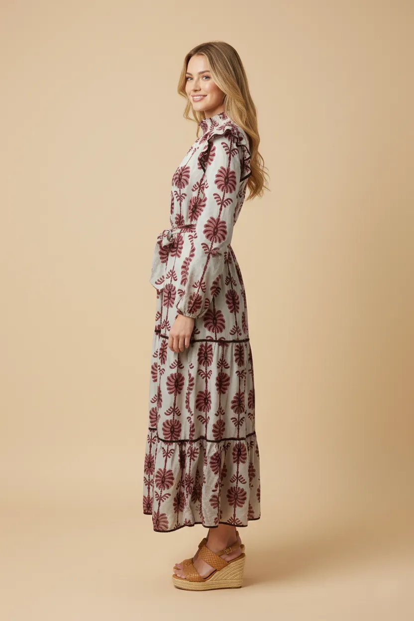 Womens Botanical Print Tiered Smock Neck Dress sold by Hayden product image thumbnail 2