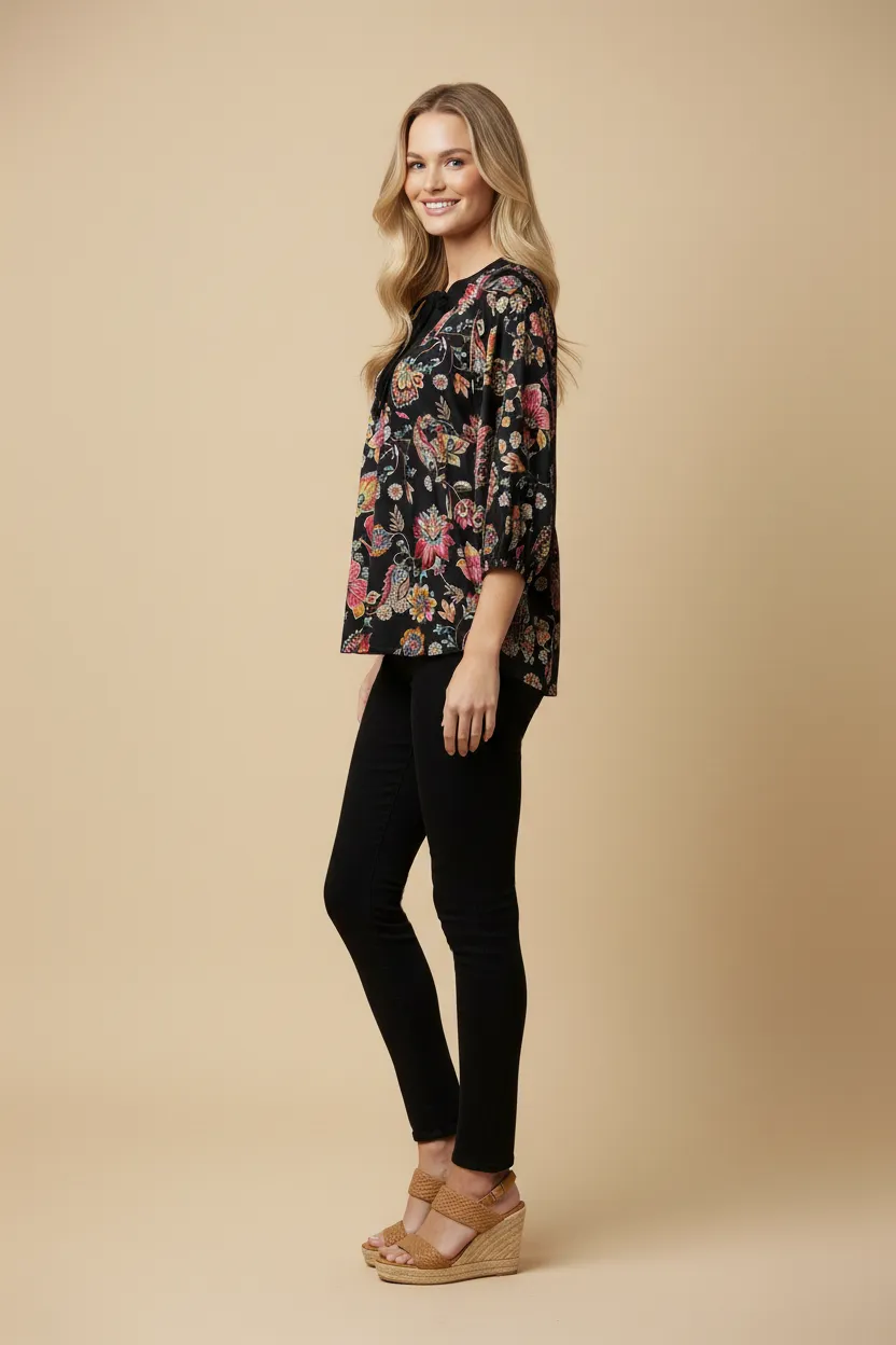 Womens Paisley Print Tie Neck Knit Top sold by Hayden product image thumbnail 2