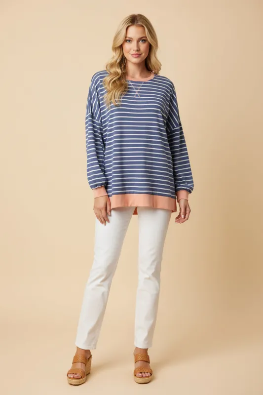 Womens Contrast Banded Striped Knit Top sold by Hayden