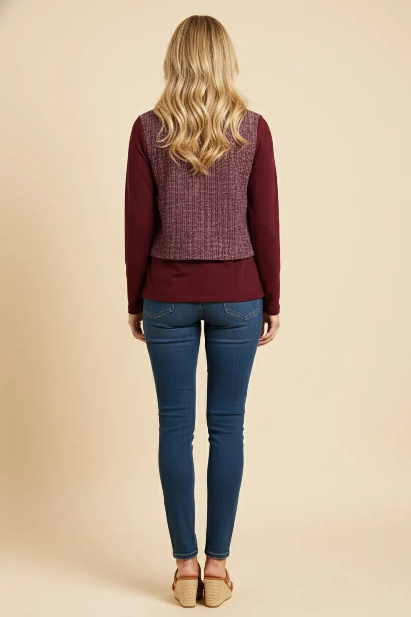Womens Mix Media Marled Ribbed Knit Twofer Top sold by Hayden product image thumbnail 3