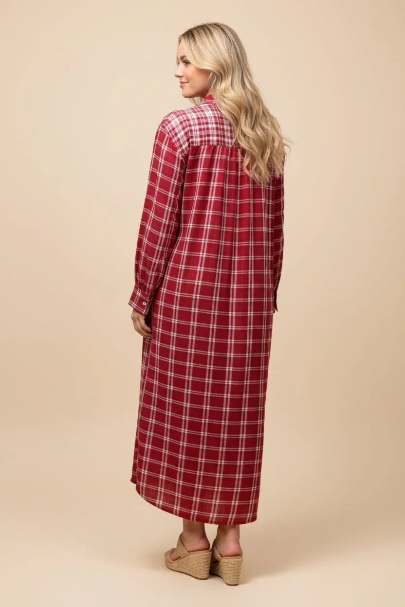 Womens Long Sleeve Button Down Plaid Duster sold by Hayden product image thumbnail 3