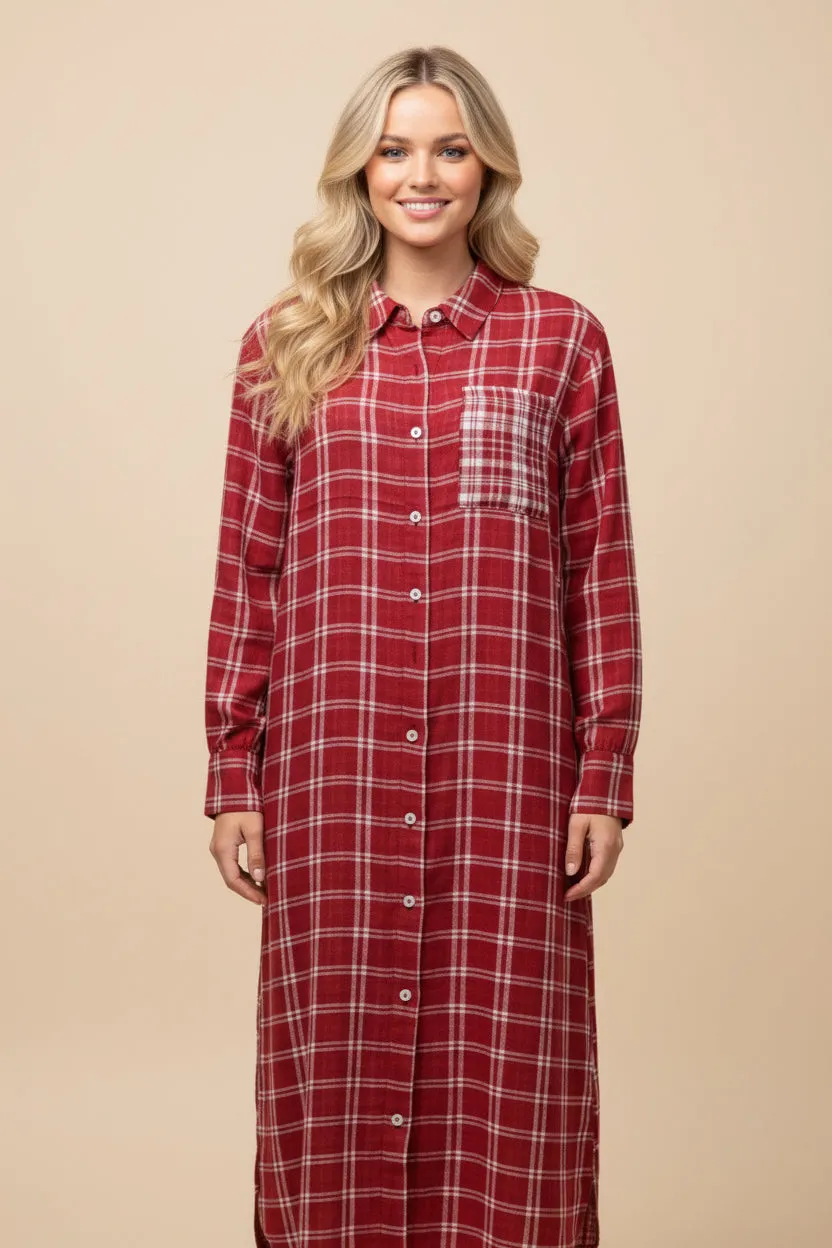 Womens Long Sleeve Button Down Plaid Duster sold by Hayden product image thumbnail 4