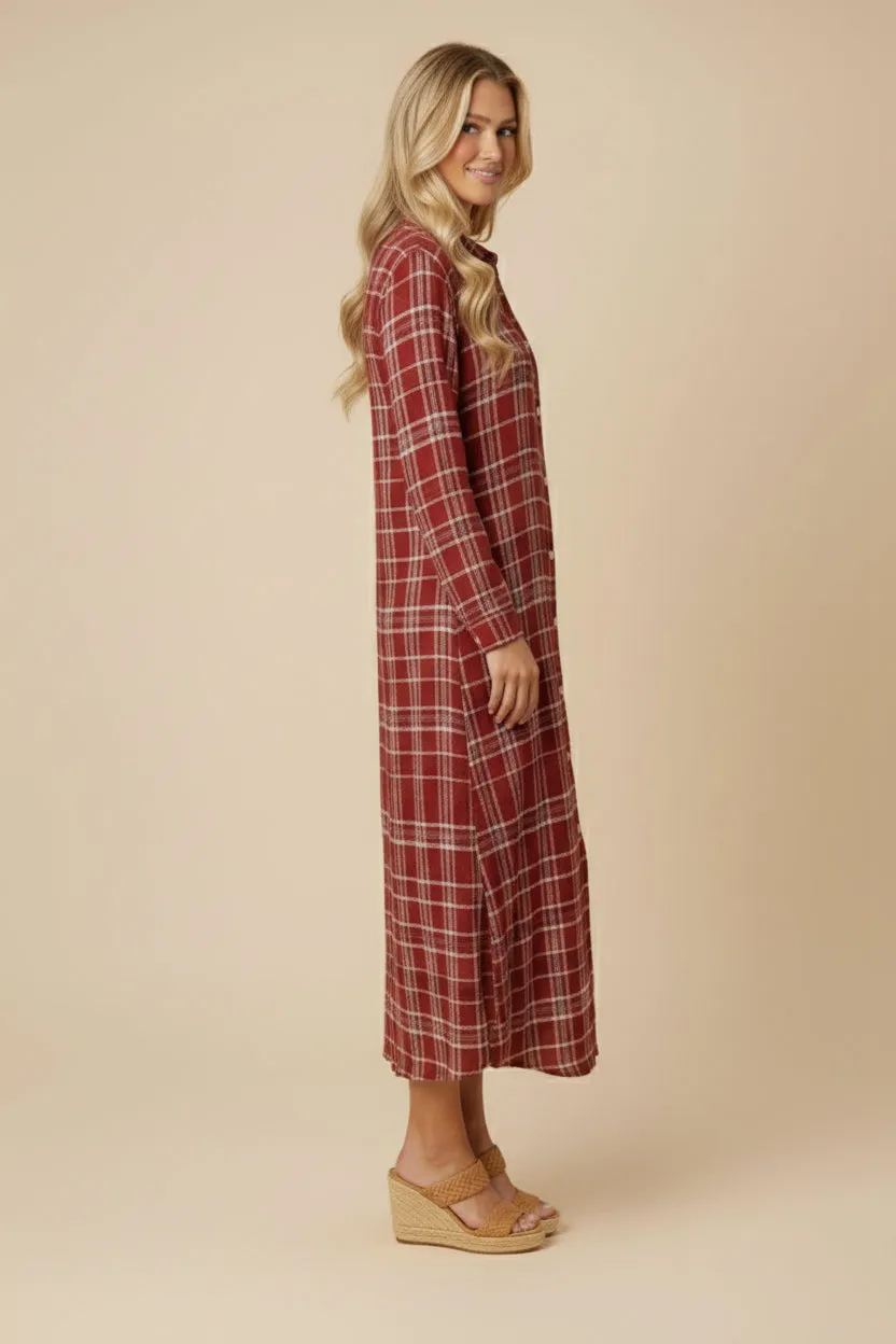 Womens Long Sleeve Button Down Plaid Duster sold by Hayden product image thumbnail 2