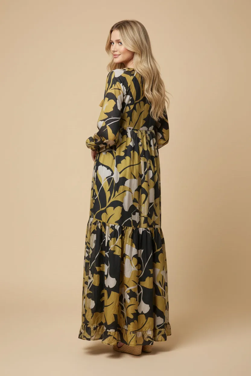 Womens Foliage Printed Tassel Tie Maxi Dress sold by Hayden product image thumbnail 3