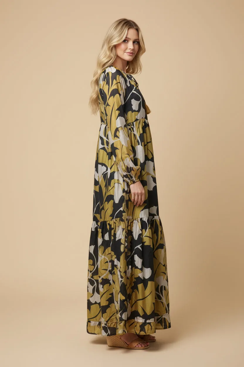 Womens Foliage Printed Tassel Tie Maxi Dress sold by Hayden product image thumbnail 2