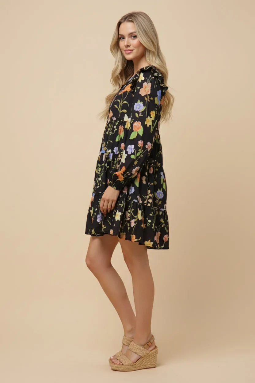 Womens Floral Printed Ruffle Shoulder Dress sold by Hayden product image thumbnail 2