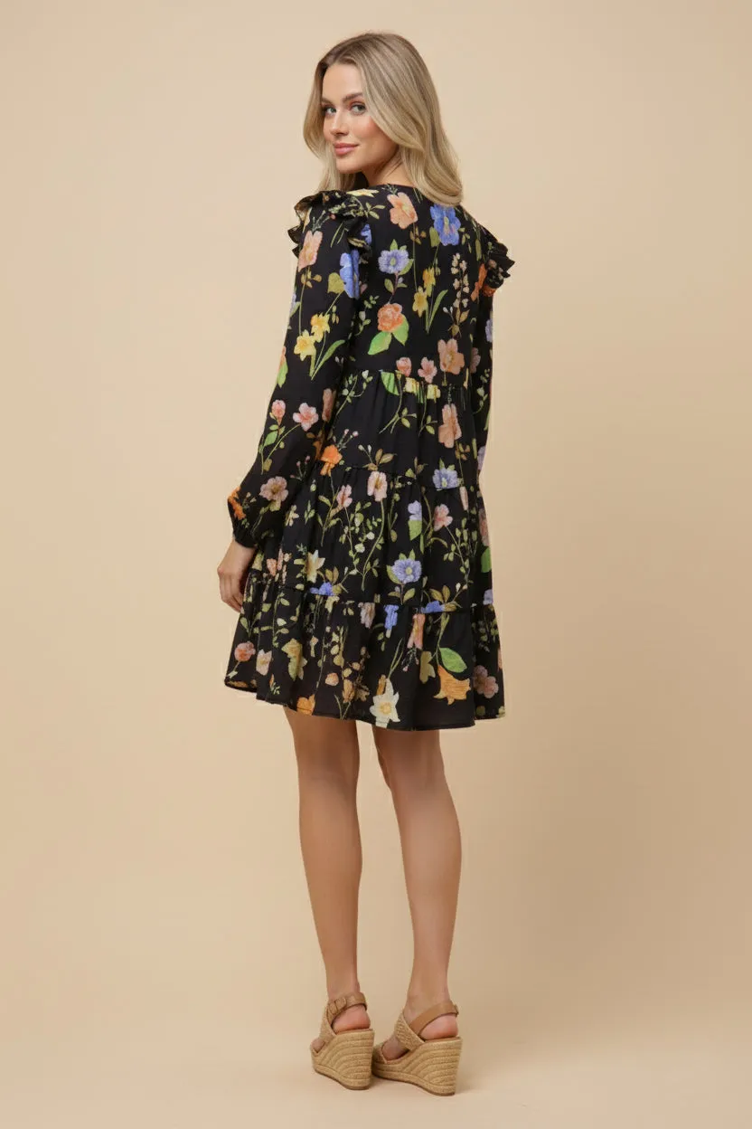 Womens Floral Printed Ruffle Shoulder Dress sold by Hayden product image thumbnail 3