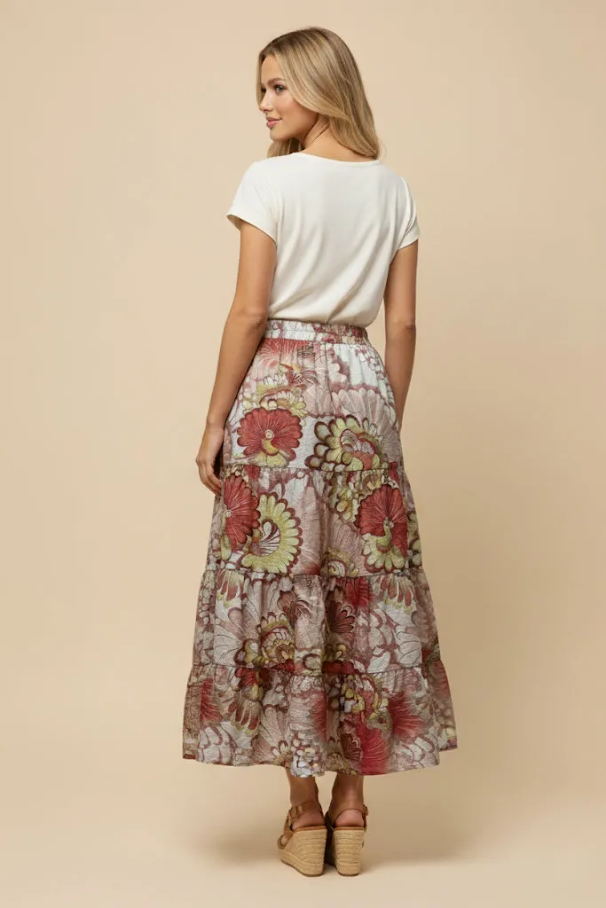 Womens Peacock Print Tiered Skirt sold by Hayden product image thumbnail 3