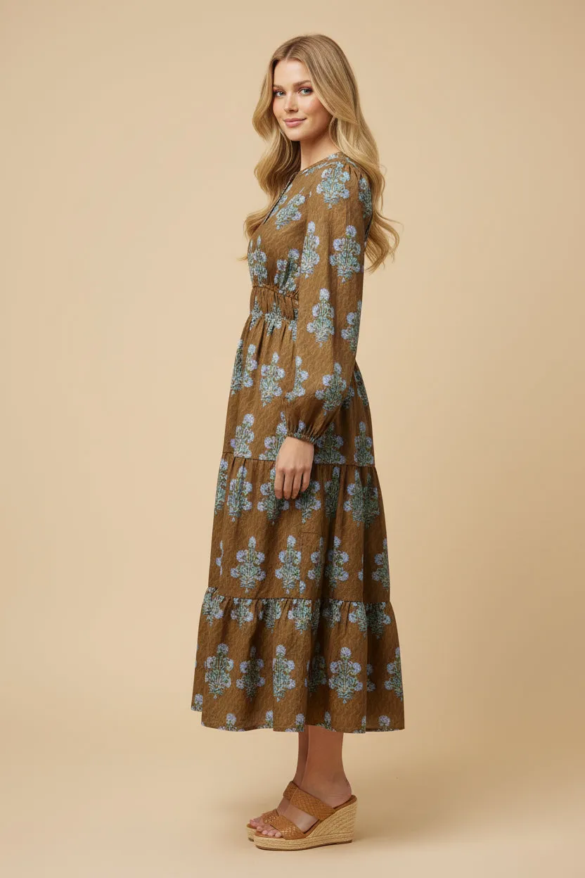 Womens Floral Block Print Smocked Waist Dress sold by Hayden product image thumbnail 2