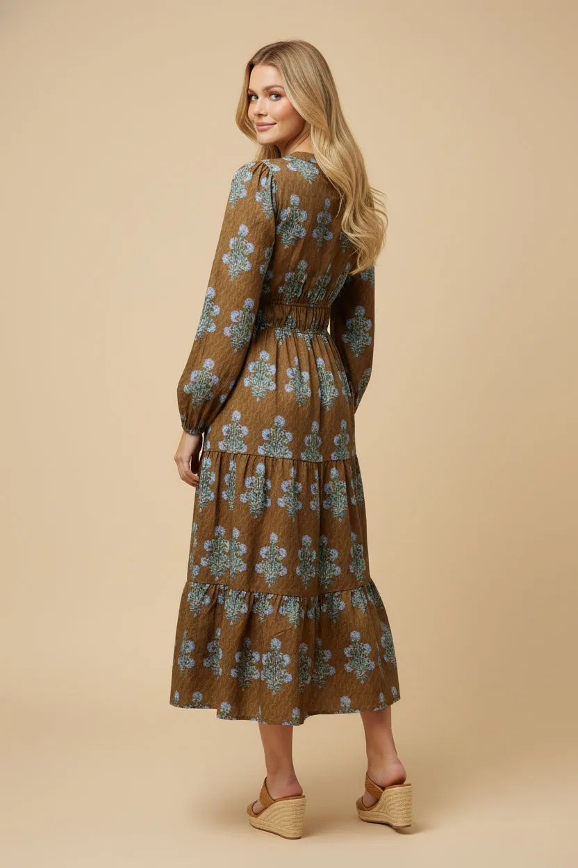 Womens Floral Block Print Smocked Waist Dress sold by Hayden product image thumbnail 3