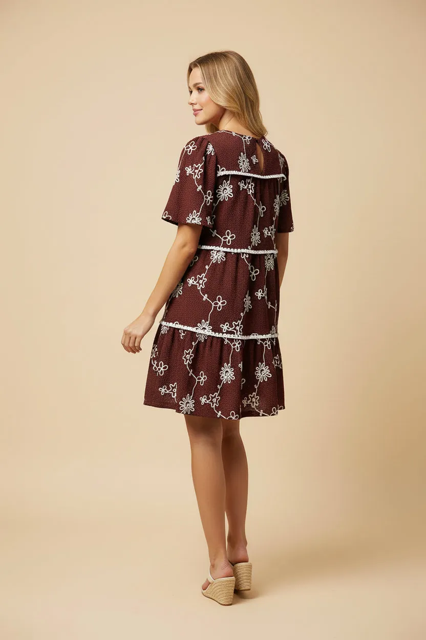 Womens Crochet Piped Floral Textured Knit Dress sold by Hayden product image thumbnail 3