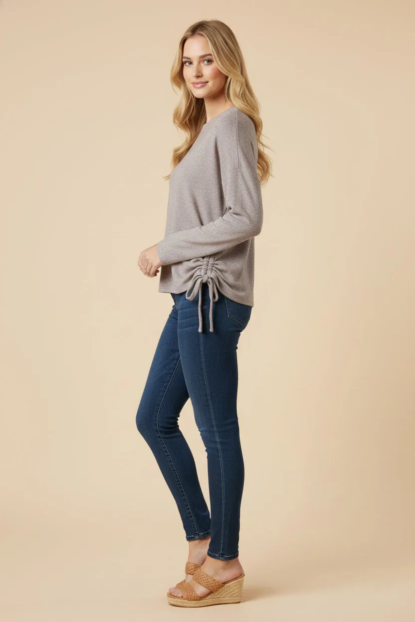 Womens Brushed Textured Gathered Tie Side Knit Top sold by Hayden product image thumbnail 2