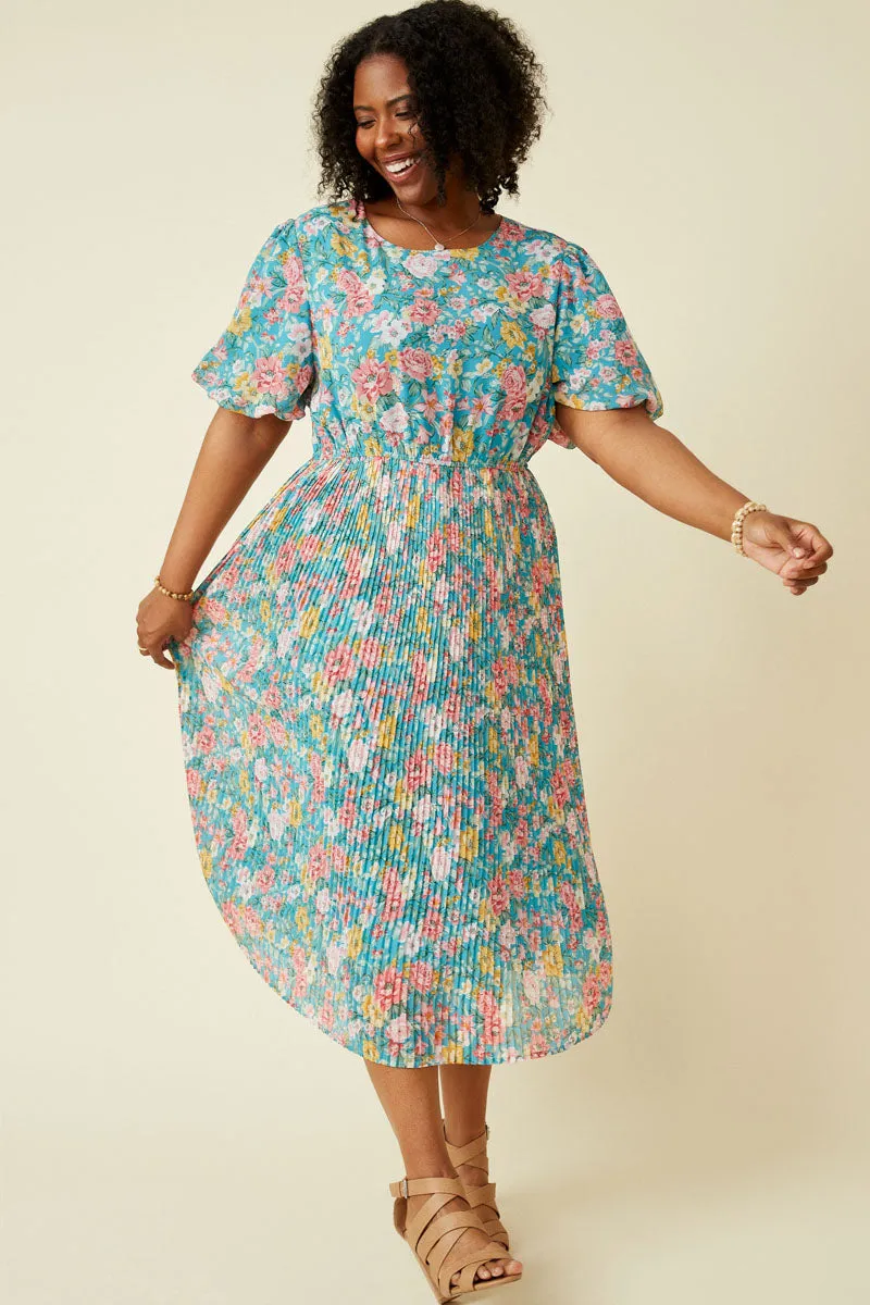 Womens Romantic Floral Puff Sleeve Pleated Skirt Dress sold by Hayden product image thumbnail 2