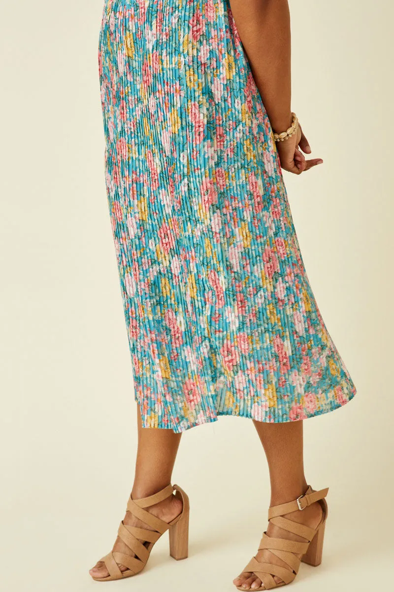 Womens Romantic Floral Puff Sleeve Pleated Skirt Dress sold by Hayden product image thumbnail 3