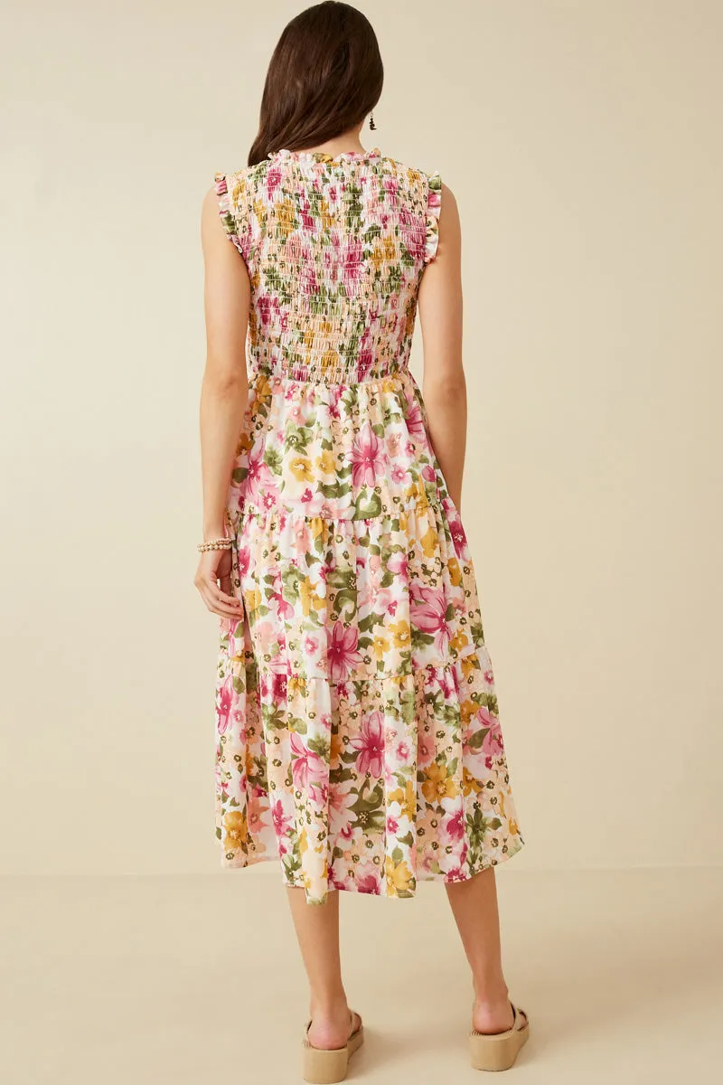 Womens Floral Ruffle Detail Smocked Tank Dress sold by Hayden product image thumbnail 5