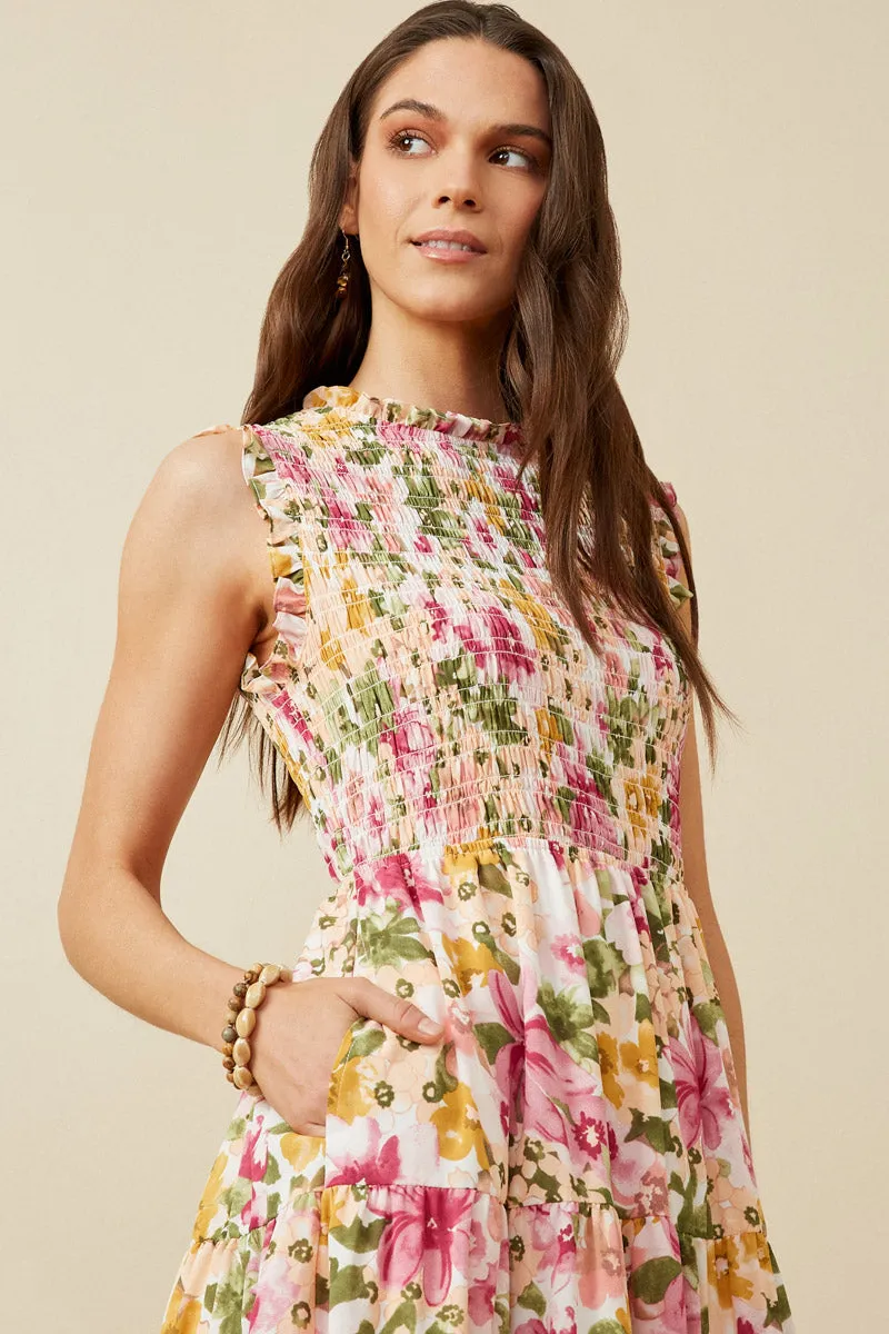 Womens Floral Ruffle Detail Smocked Tank Dress sold by Hayden product image thumbnail 3