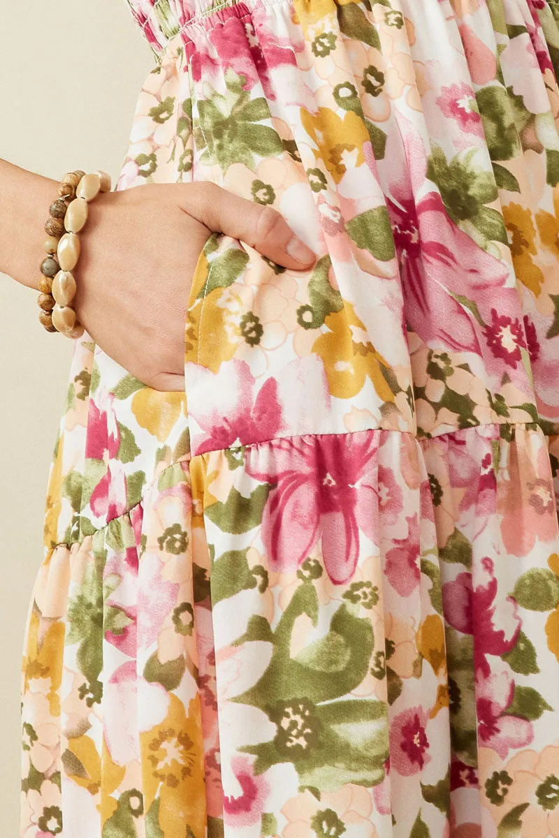 Womens Floral Ruffle Detail Smocked Tank Dress sold by Hayden product image thumbnail 4