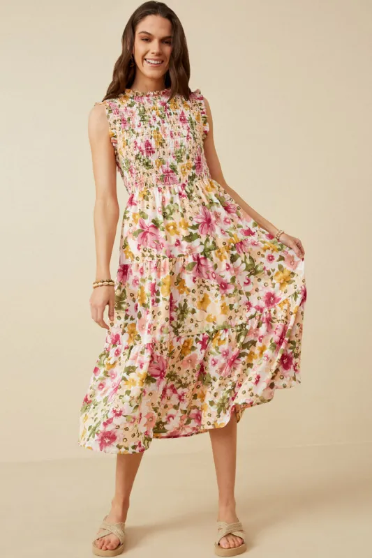 Womens Floral Ruffle Detail Smocked Tank Dress sold by Hayden