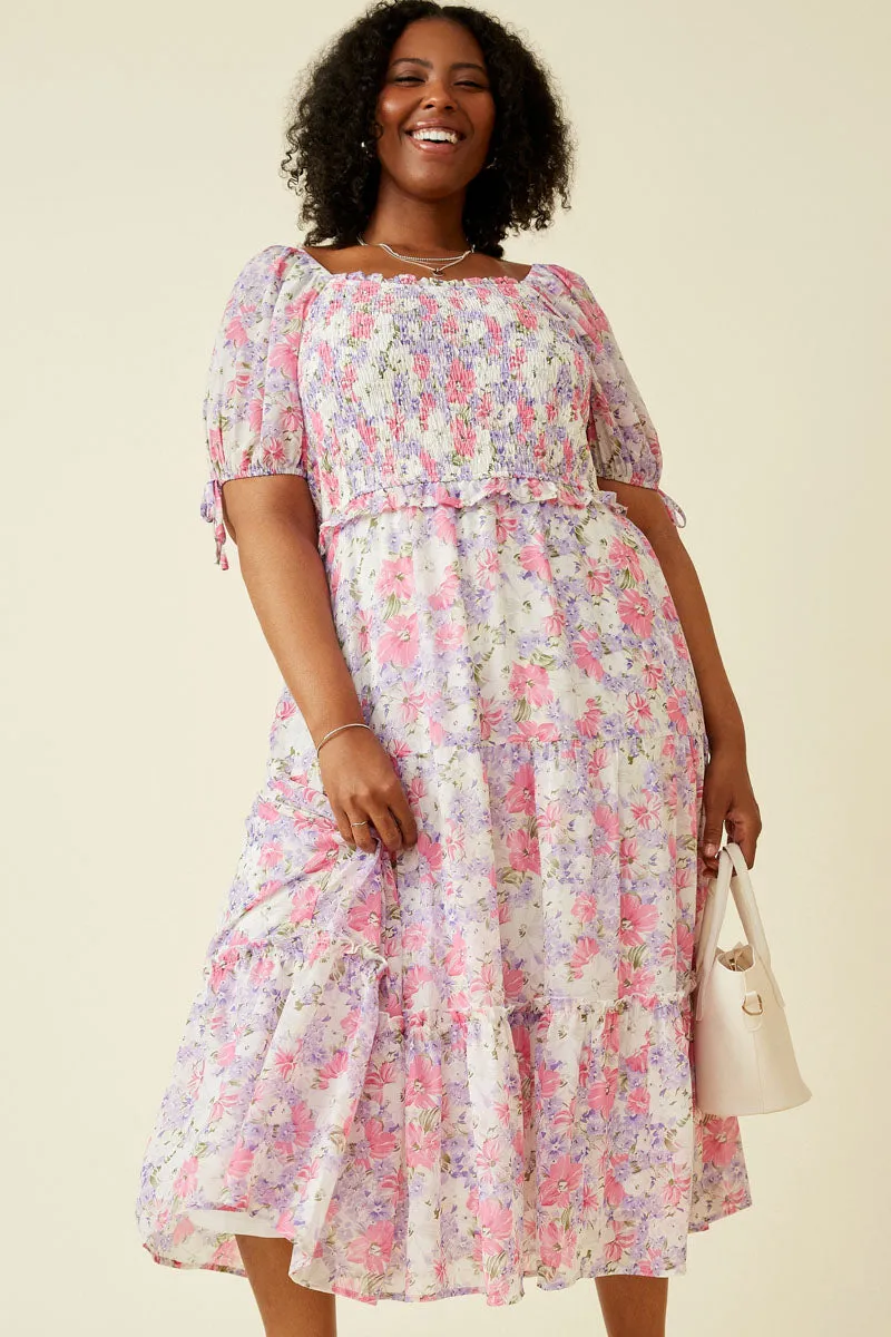 Womens Floral Smocked Bodice Tie Sleeve Dress sold by Hayden product image thumbnail 2