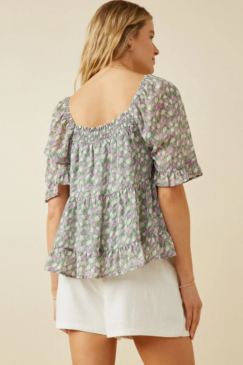 Womens Smock Detail Floral Tiered Top sold by Hayden product image thumbnail 5