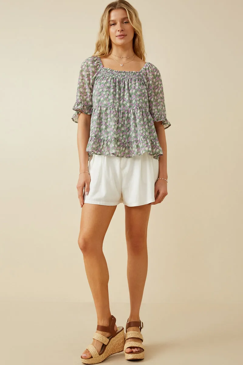 Womens Smock Detail Floral Tiered Top sold by Hayden product image thumbnail 3