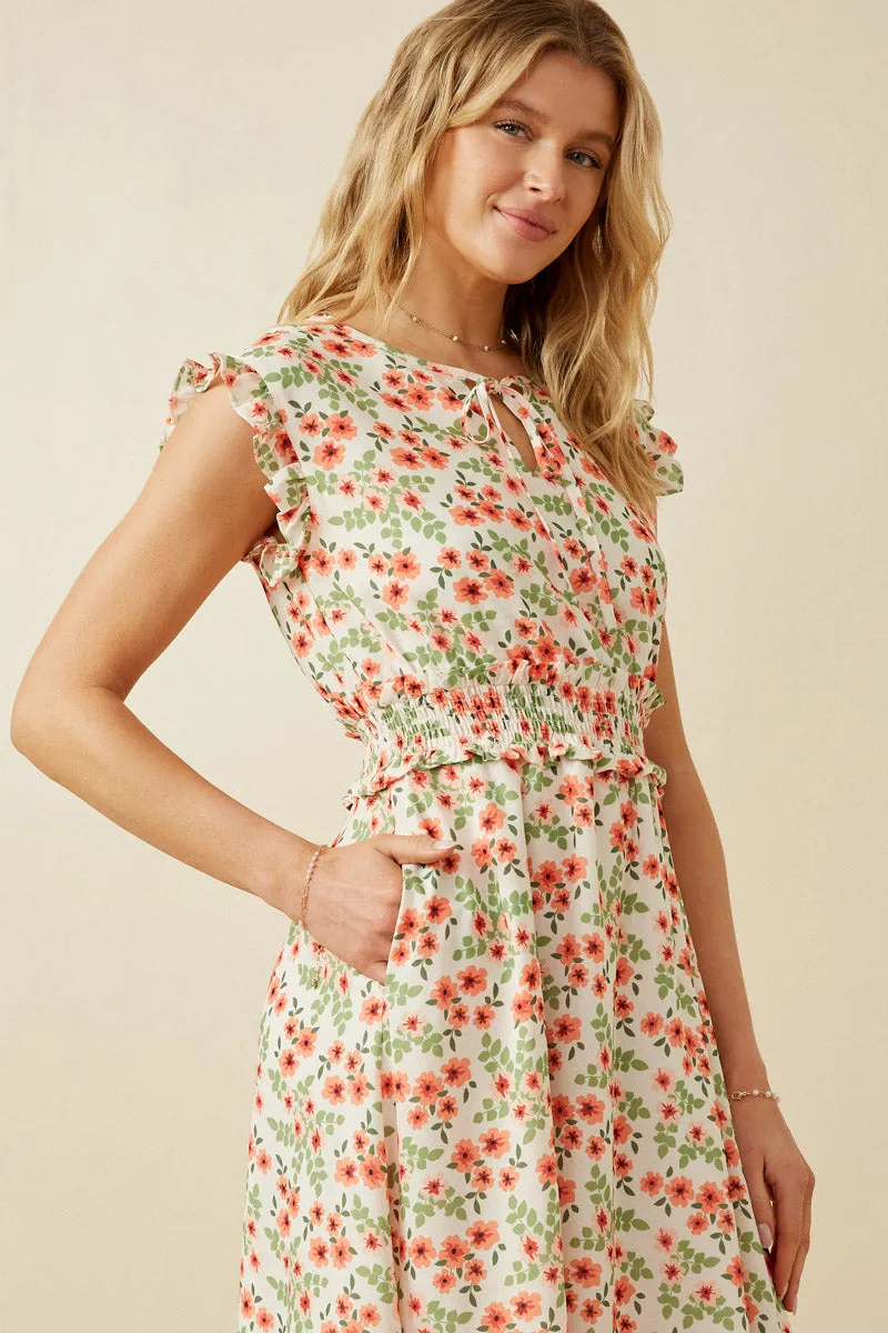 Womens Floral Ruffled Detail Smocked Waist Dress sold by Hayden product image thumbnail 4