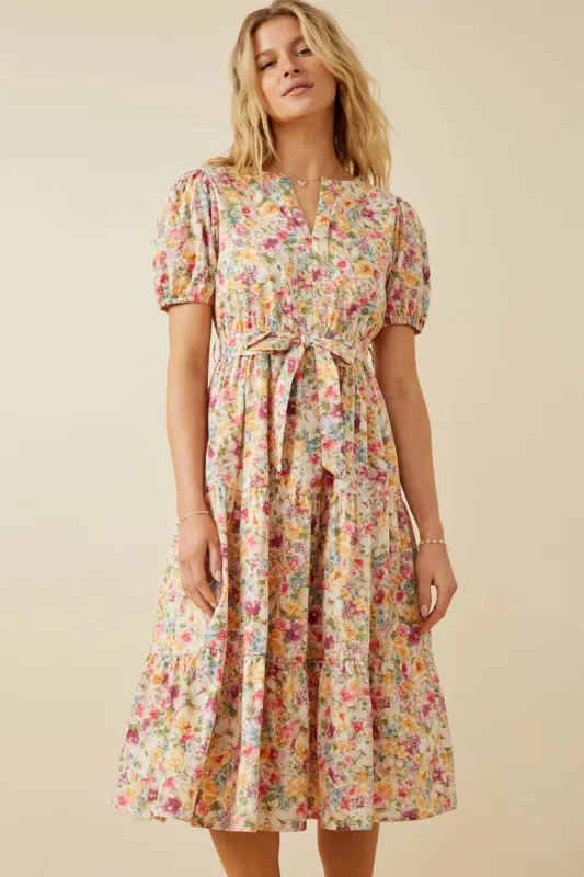 Womens Floral Print Belted Dress sold by Hayden