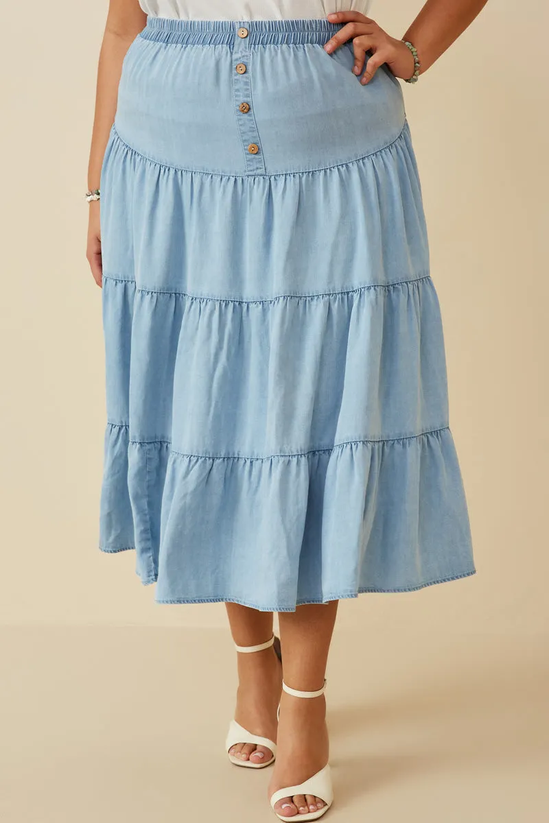 Womens Tiered Button Front Tencel Skirt sold by Hayden product image thumbnail 2