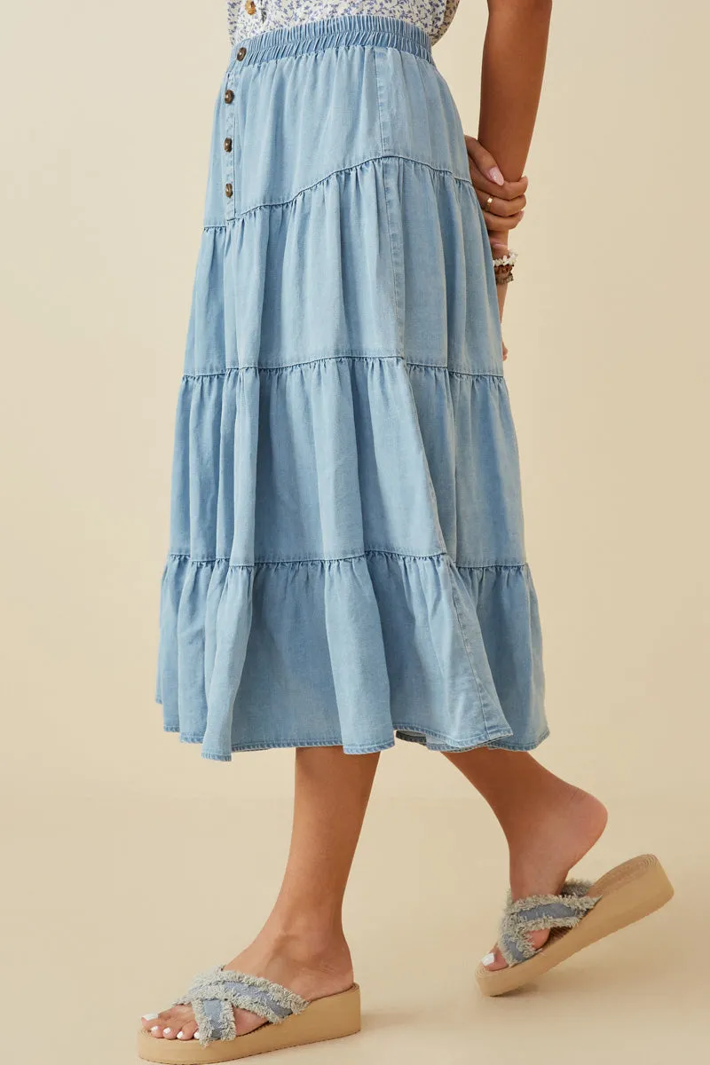 Womens Tiered Button Front Tencel Skirt sold by Hayden product image thumbnail 3