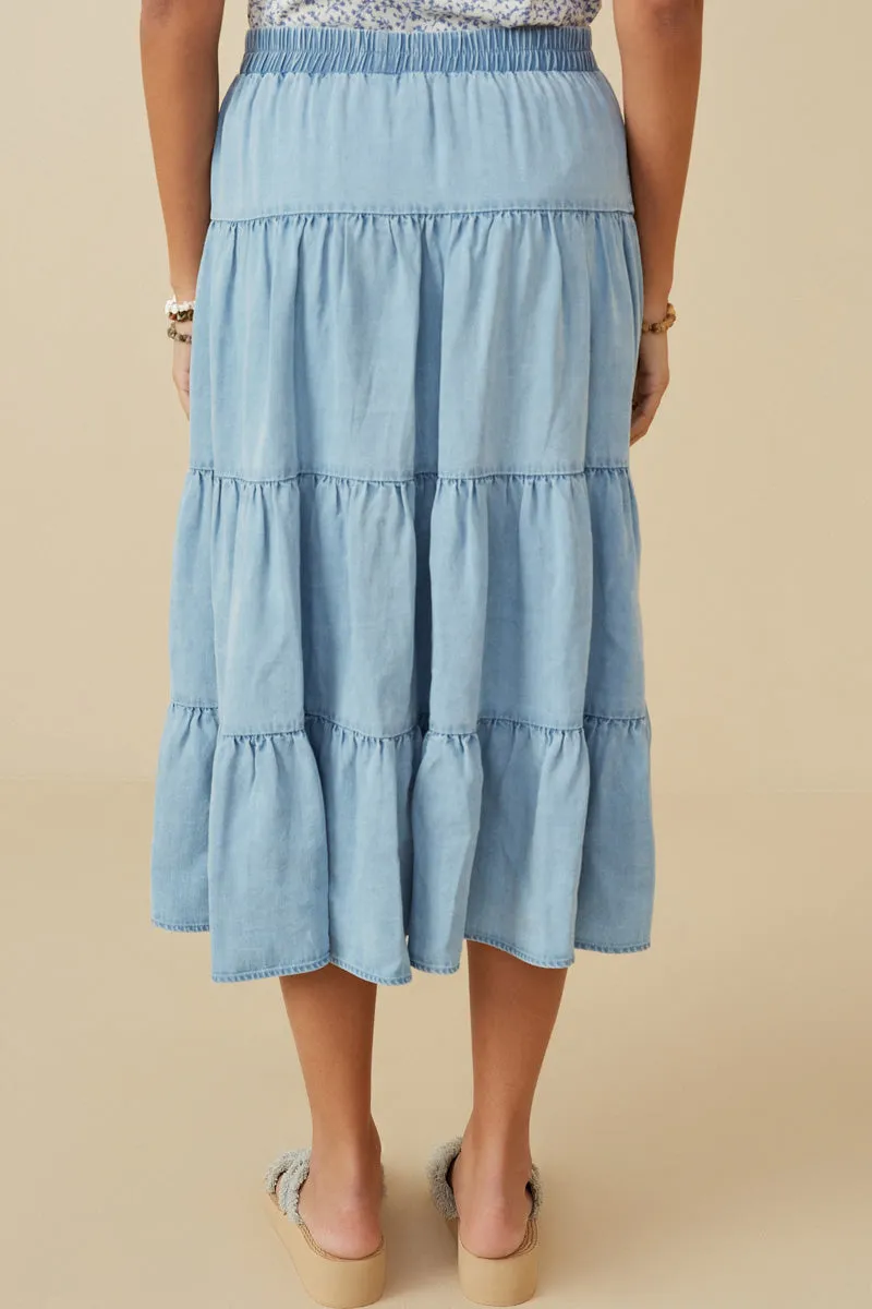 Womens Tiered Button Front Tencel Skirt sold by Hayden product image thumbnail 4