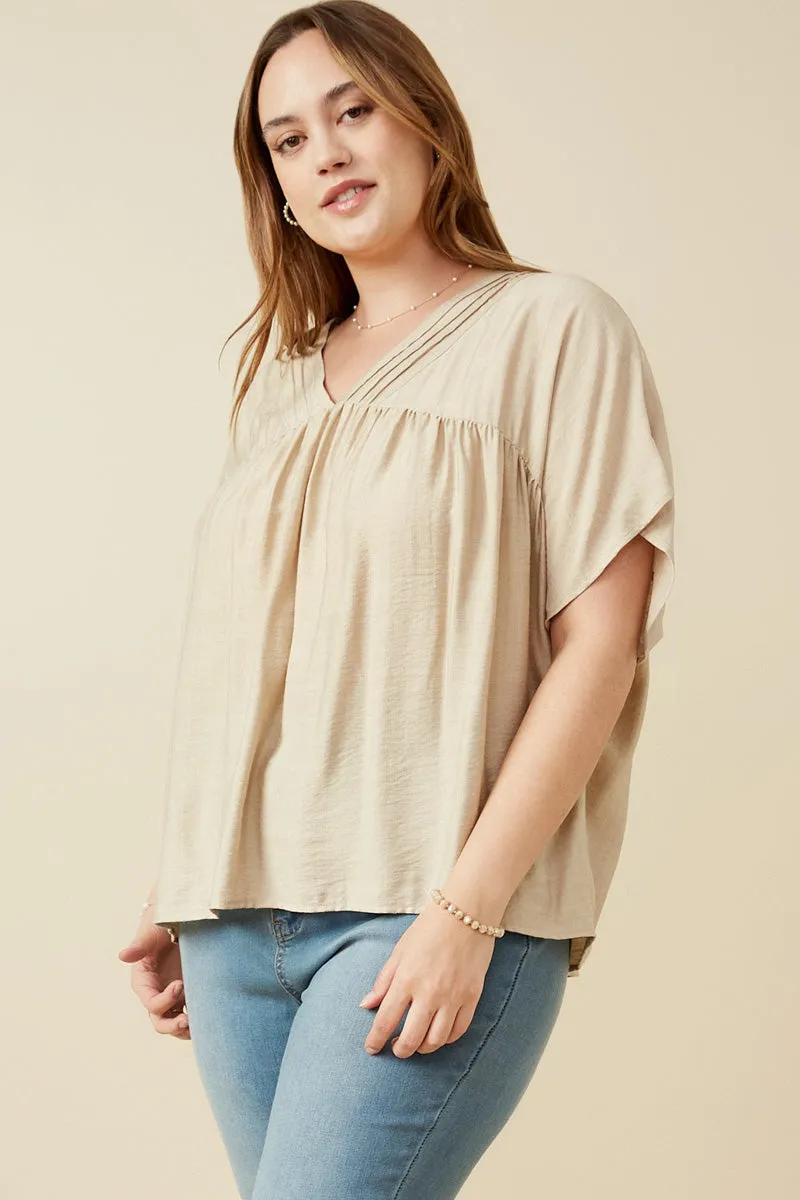 Womens Textured Pleated V Neck Dolman Sleeve Top sold by Hayden product image thumbnail 3