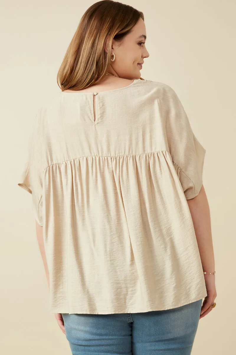 Womens Textured Pleated V Neck Dolman Sleeve Top sold by Hayden product image thumbnail 4