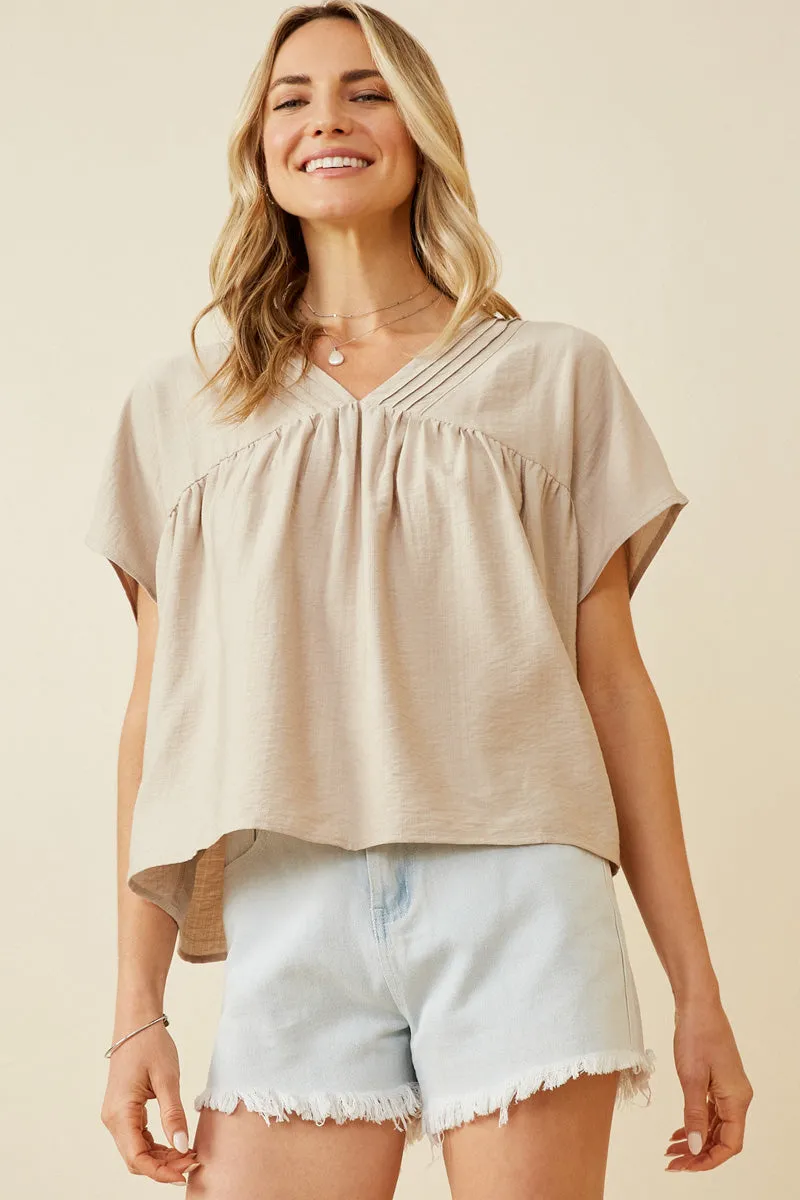 Womens Textured Pleated V Neck Dolman Sleeve Top sold by Hayden product image thumbnail 5