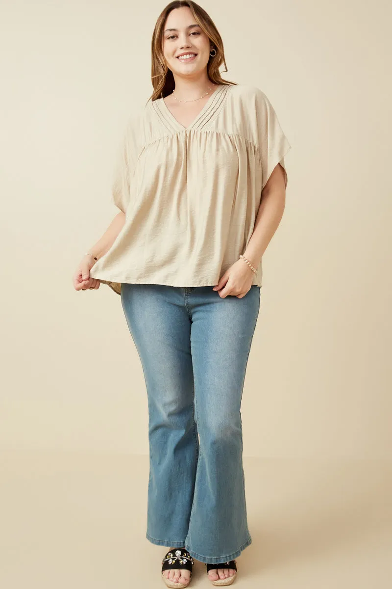 Womens Textured Pleated V Neck Dolman Sleeve Top sold by Hayden product image thumbnail 2