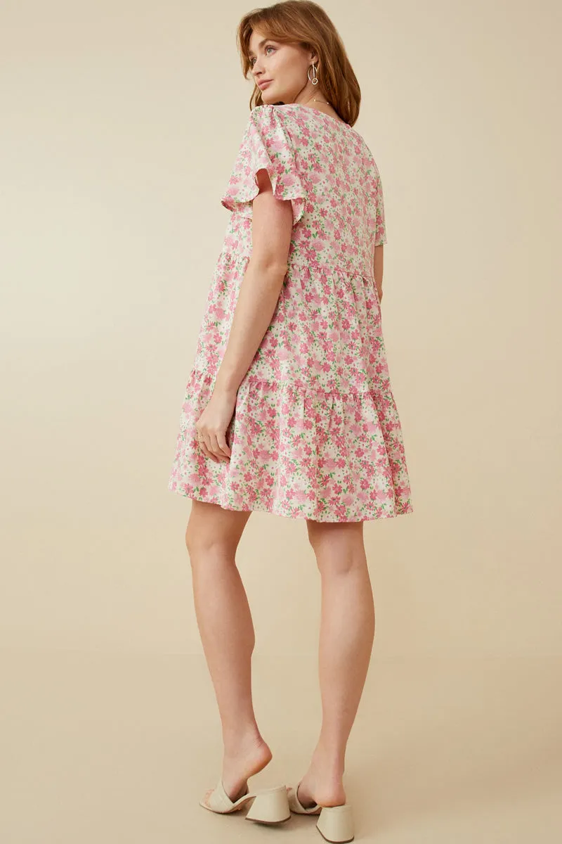 Womens Button Detail Textured Floral Dress sold by Hayden product image thumbnail 5