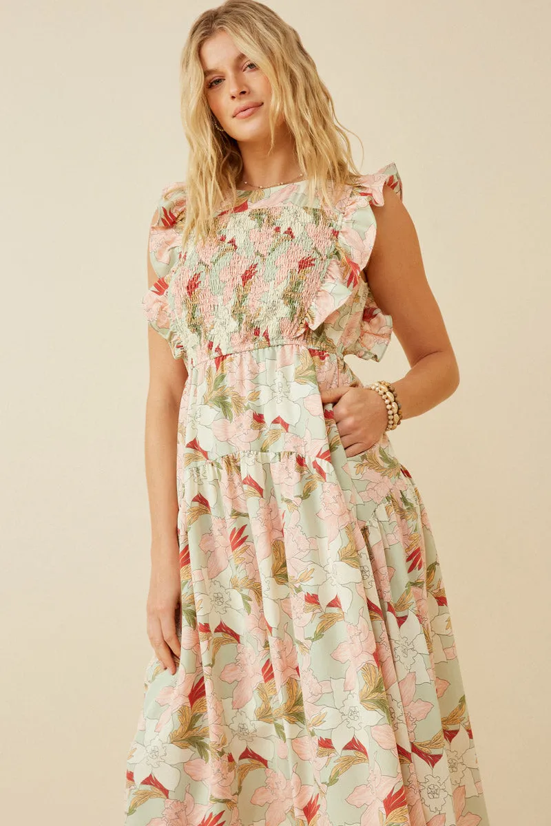 Women Floral Smocked Panel Ruffle Detail Dress sold by Hayden product image thumbnail 3