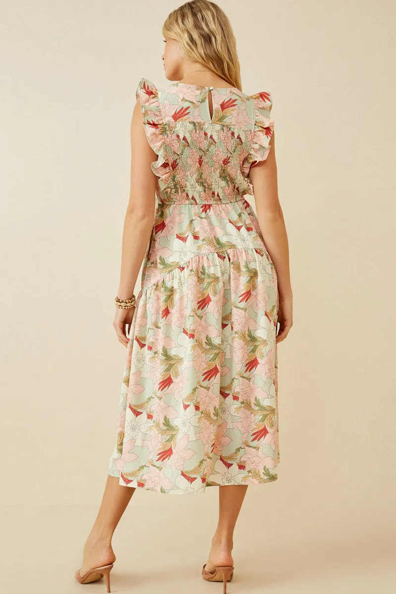 Women Floral Smocked Panel Ruffle Detail Dress sold by Hayden product image thumbnail 5