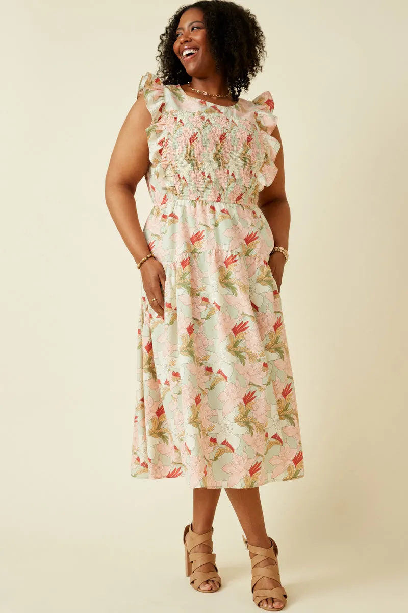 Women Floral Smocked Panel Ruffle Detail Dress sold by Hayden product image thumbnail 2