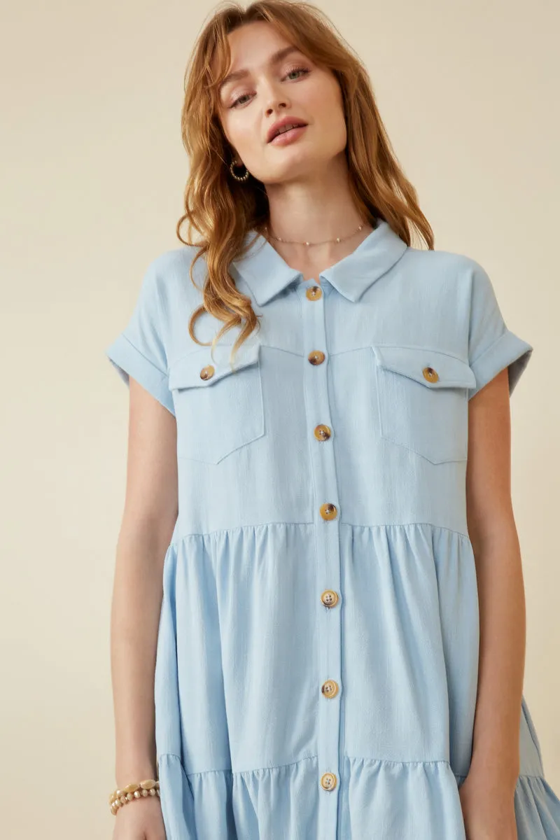 Womens Textured Button Down Collared Dress sold by Hayden product image thumbnail 3