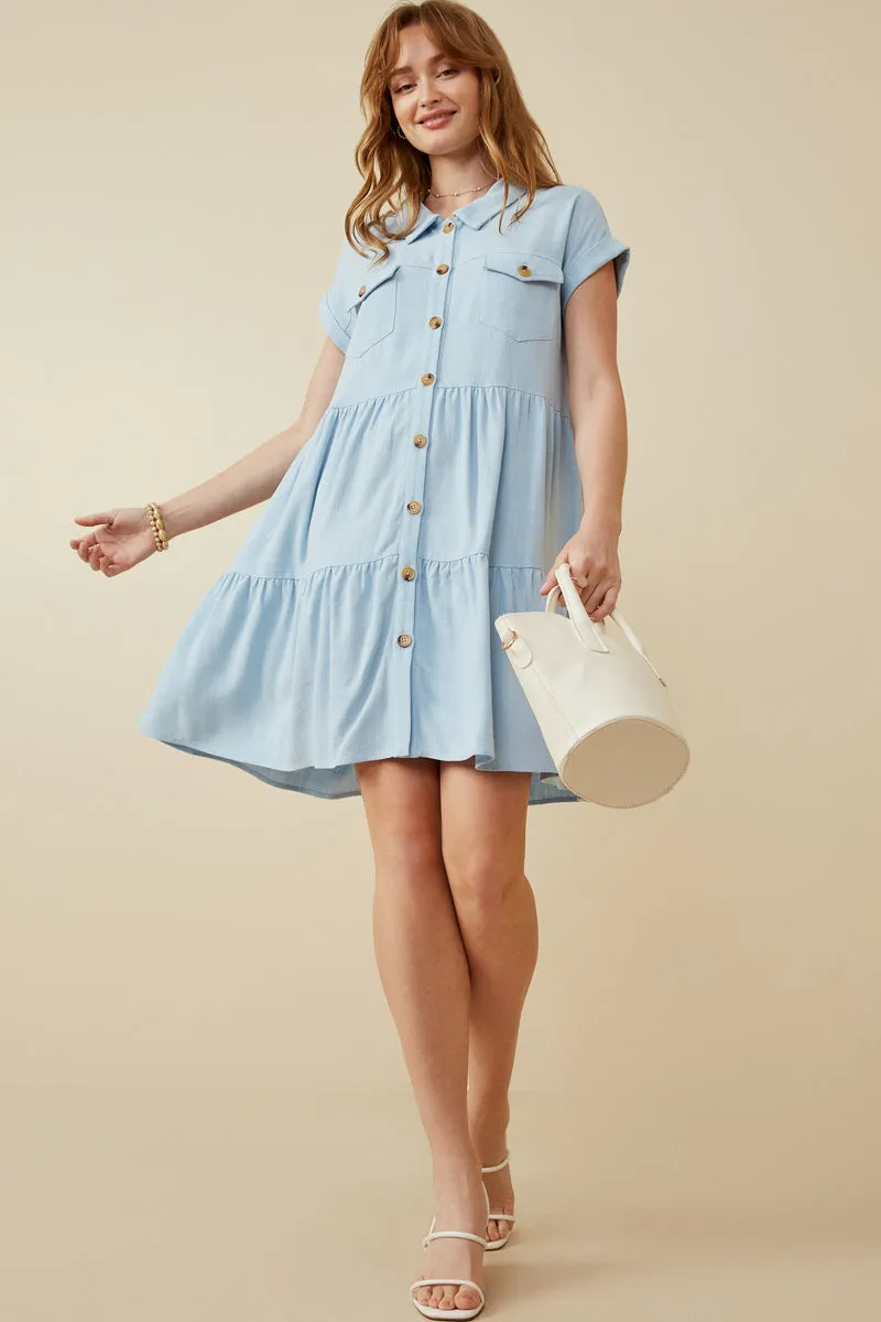 Womens Textured Button Down Collared Dress sold by Hayden