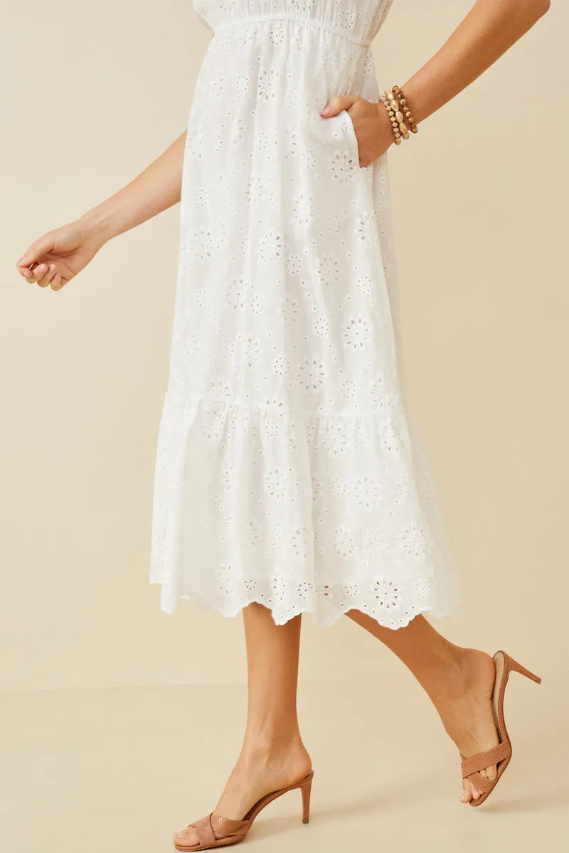 Women Scallop Hem Floral Crochet Eyelet Dress sold by Hayden product image thumbnail 4