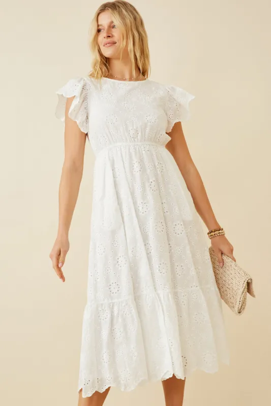 Women Scallop Hem Floral Crochet Eyelet Dress made by Hayden